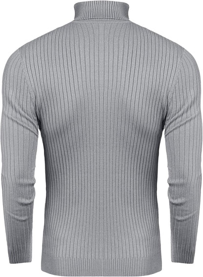 Mens Slim Fit Turtleneck Sweater Cable Knit Thermal Pullover Sweater